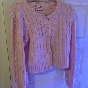 Pink Republic Cable Knit Pink Cardigan Sweater